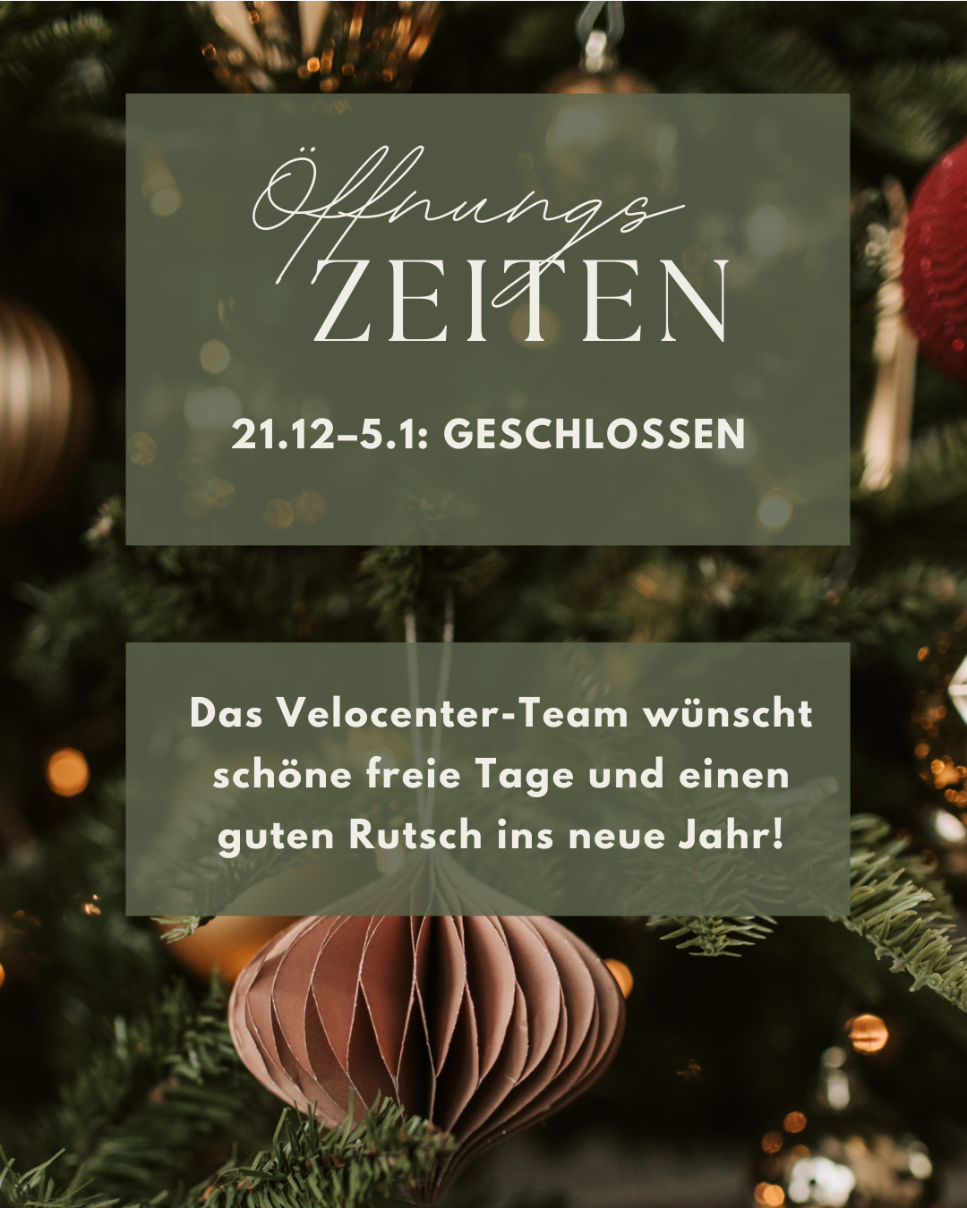 Öffnungszeiten zwischen den Jahren